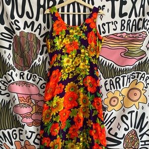 Vintage 70s flower power maxi dress